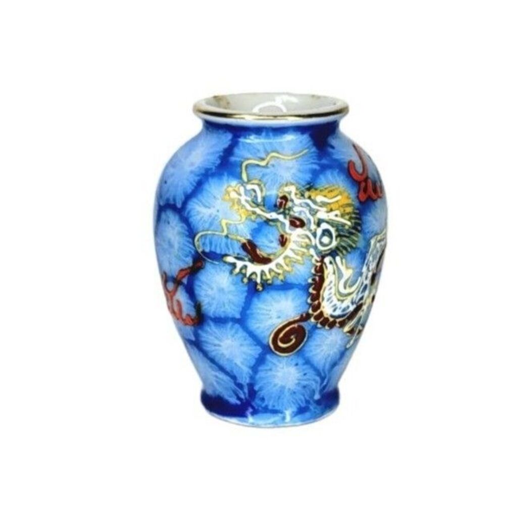 Vintage 1940s Hand Painted Miniature Porcelain Moriage Japanese Dragon Vase